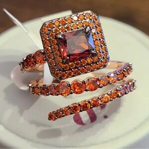 Bomb Party RBP6833 "SWIRL OF SPARKLE" Ring Rose Gold & Hematite Plating Size 7